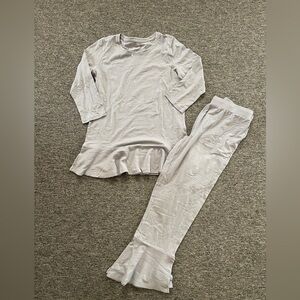 Anybody Pajama Set Grey Size XS wide Leg ruffle Cropped hem